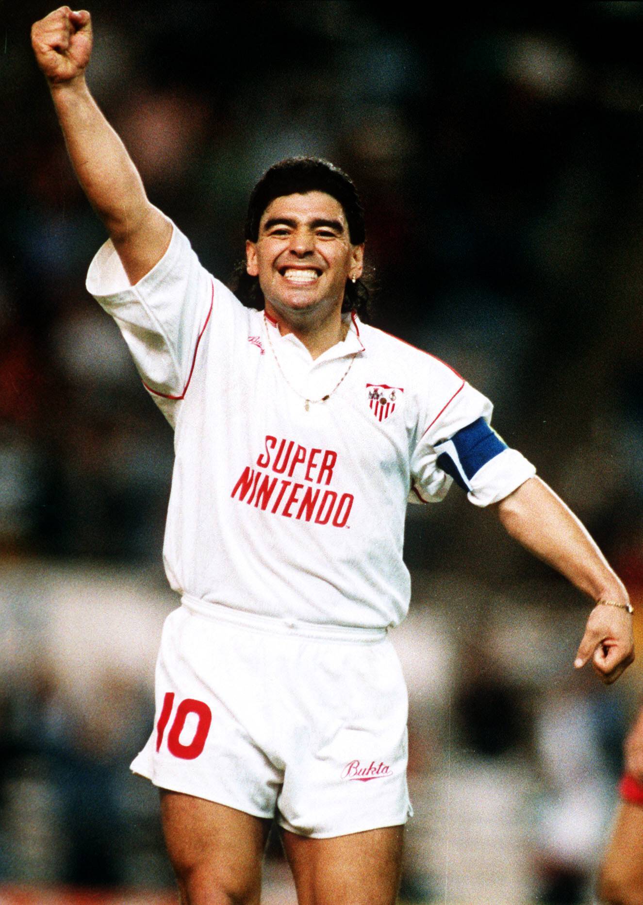 Diego Armando Maradona (Sevilla) - Torjubel - VER�FFENTLICHUNGSRECHTE NUR F�R DEUTSCHE MEDIEN Diego Armando Maradona Seville goal celebration VER�FFENTLICHUNGSRECHTE only for German Media