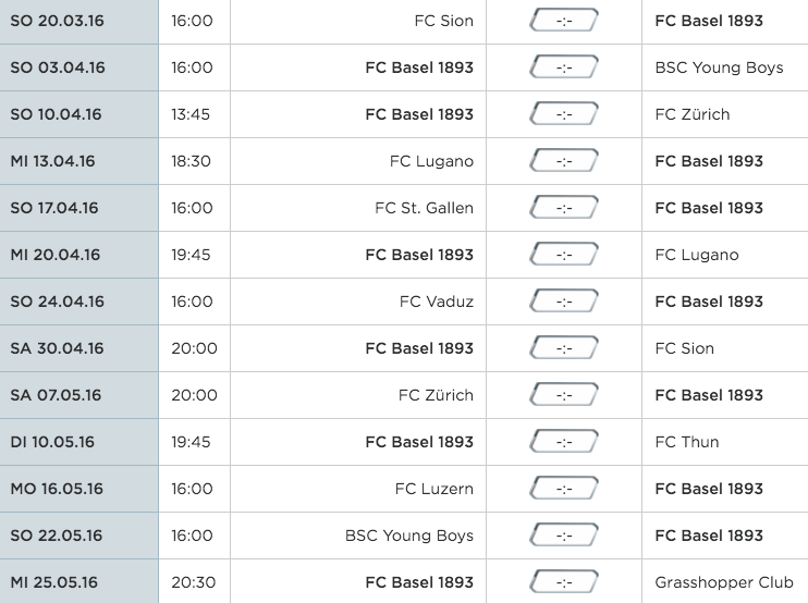Der restliche Spielplan des FC Basel in der Übersicht.