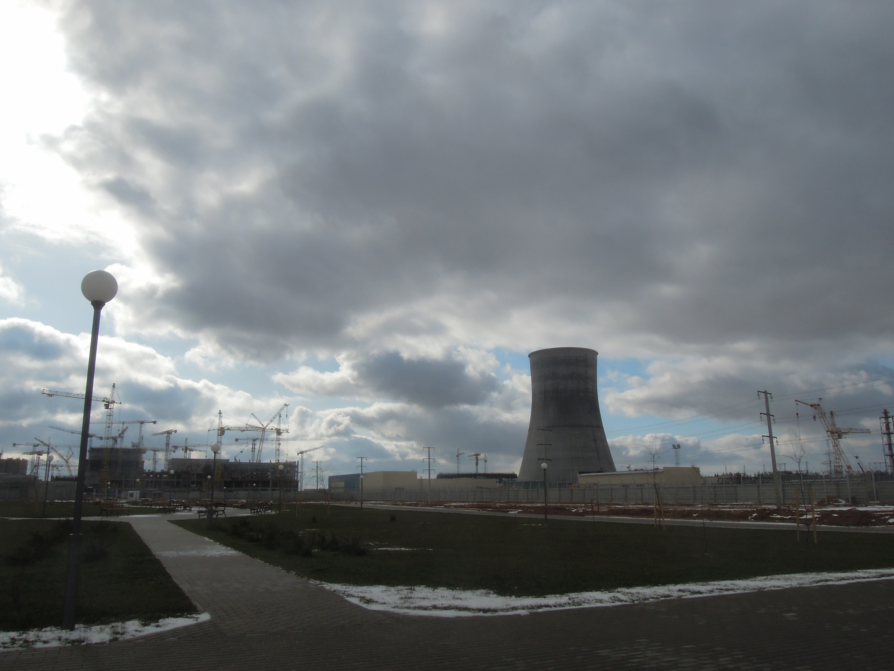 Die Baustelle des Atomkraftwerkes in Ostrowez, Belarus. Aufgenommen im März 2016.