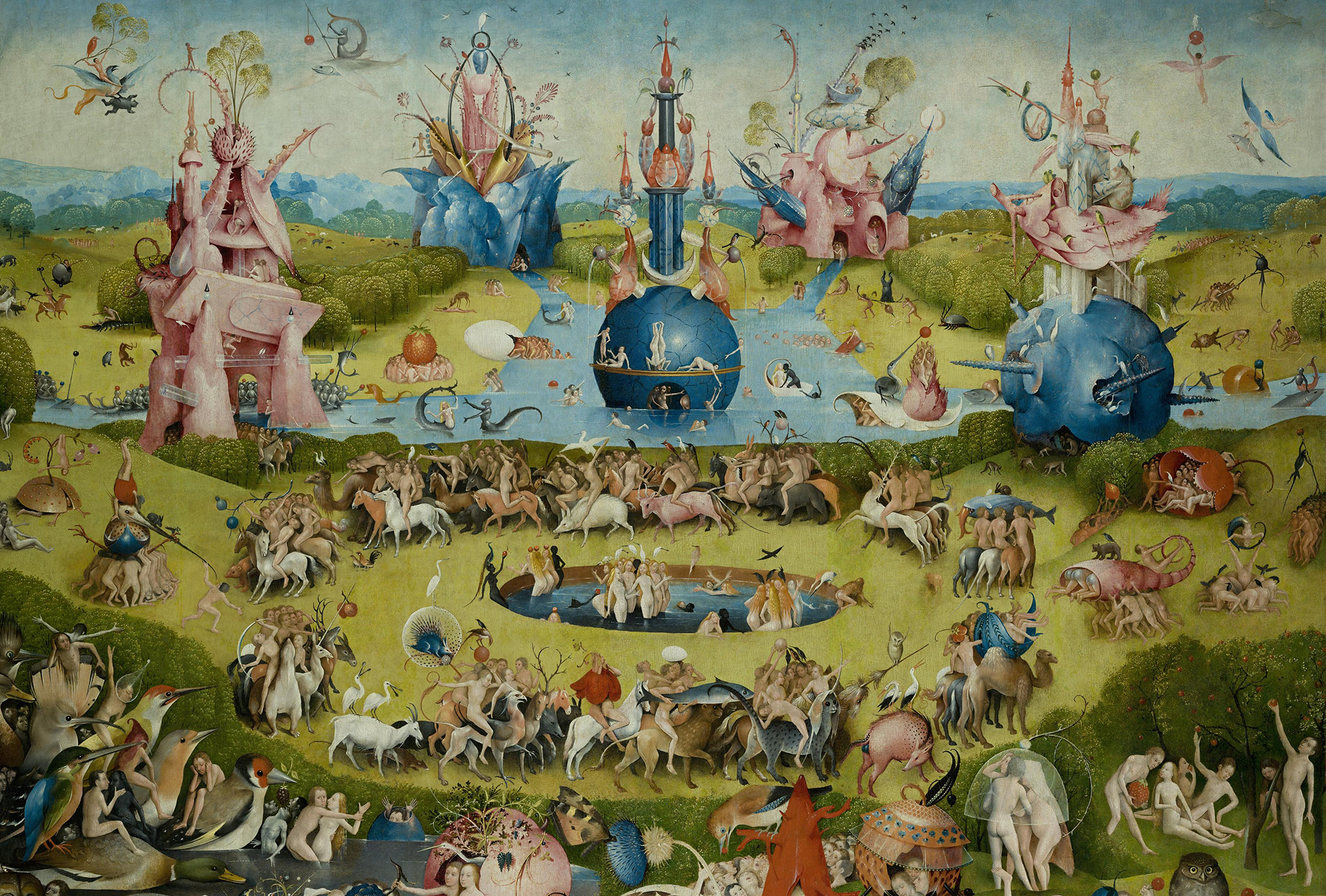 Was hier wohl alles erzählt wird? Ausschnitt aus dem Paradies, aus der Mitte des Triptychons.