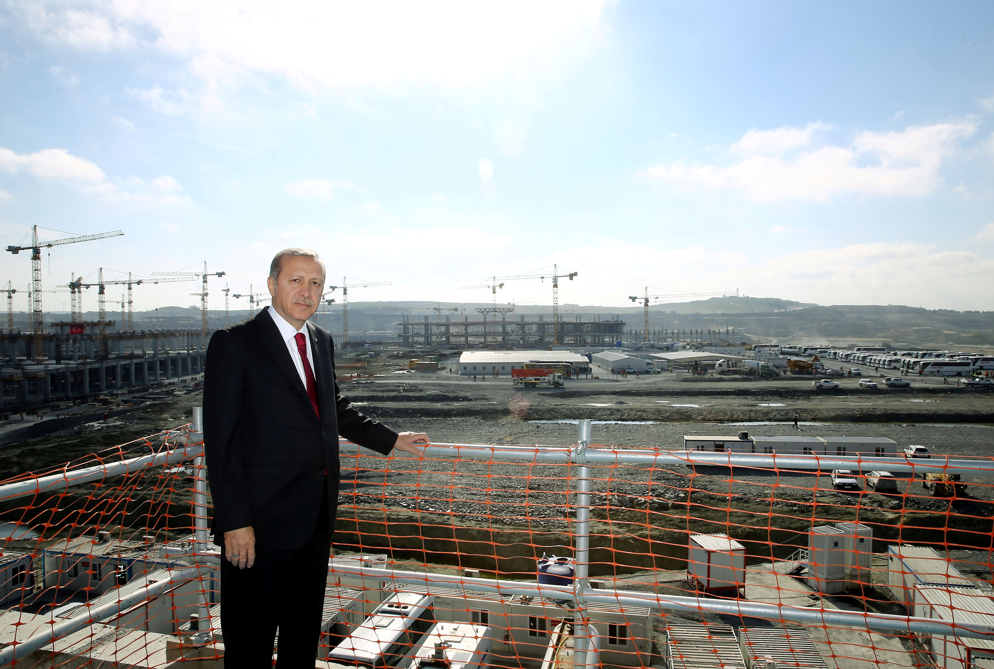 Turkish President Tayyip Erdogan is pictured during his visit to the construction site of the city's third airport in Istanbul, Turkey May 9, 2016.