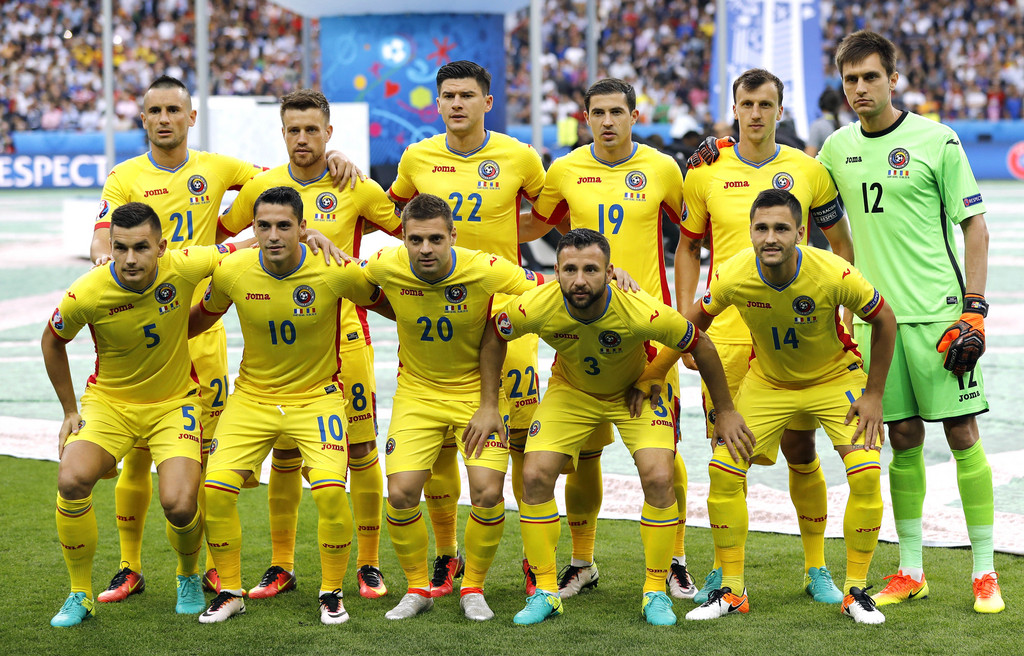 Romania team poses prior to the Euro 2016 Group A soccer match between France and Romania, at the Stade de France, in Saint-Denis, north of Paris, Friday, June 10, 2016. (AP Photo/Frank Augstein)