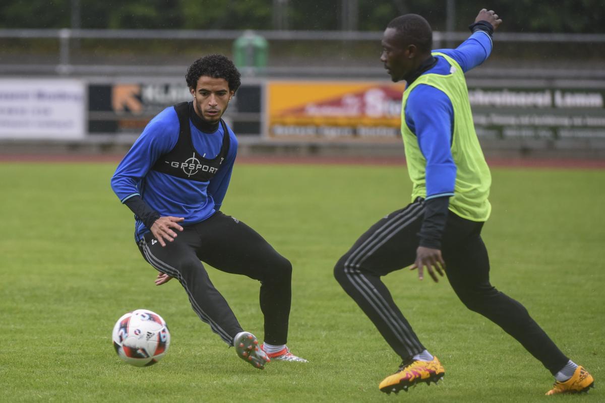 26.06.2016; Rottach-Egern; Fussball Super League - Training FC Basel; Omar Gaber (Basel) Adama Traore (Basel) (Andy Mueller/freshfocus)