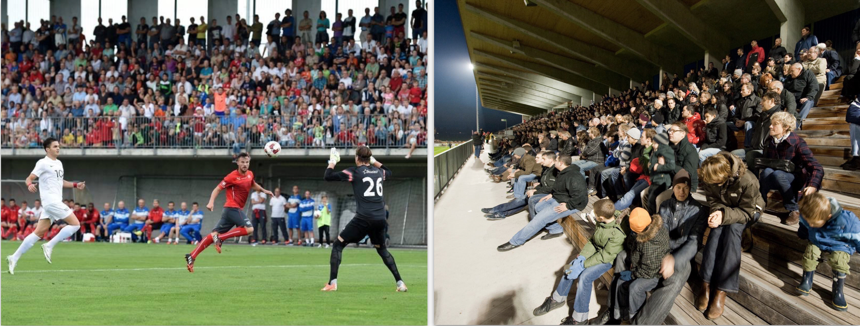 Die Sportanlage Grünfeld, links bei einem Testmatch der Nationalmannschaft gegen den FC Rapperswil-Jona.