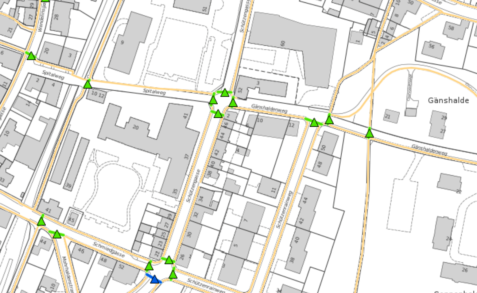 Vom Kantons «geeignet» und damit sicherer Schulweg eingestuft: die Kreuzung Schützengasse/Spitalweg und Gänsehaltenweg.