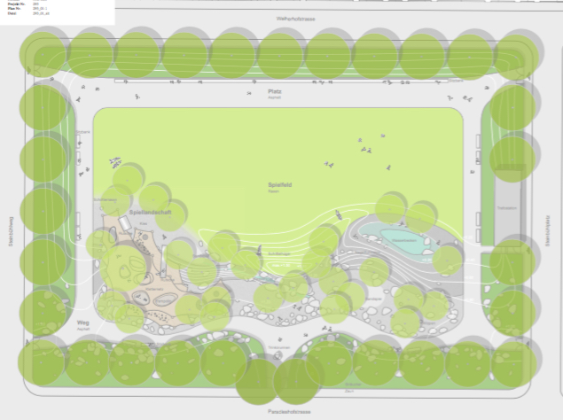 So sieht die erste Vorstudie aus zur sanften Umgestaltung des Steinbühlmätteli. Der alte Baumbestand rund um das Pärkchen soll bestehen bleiben.