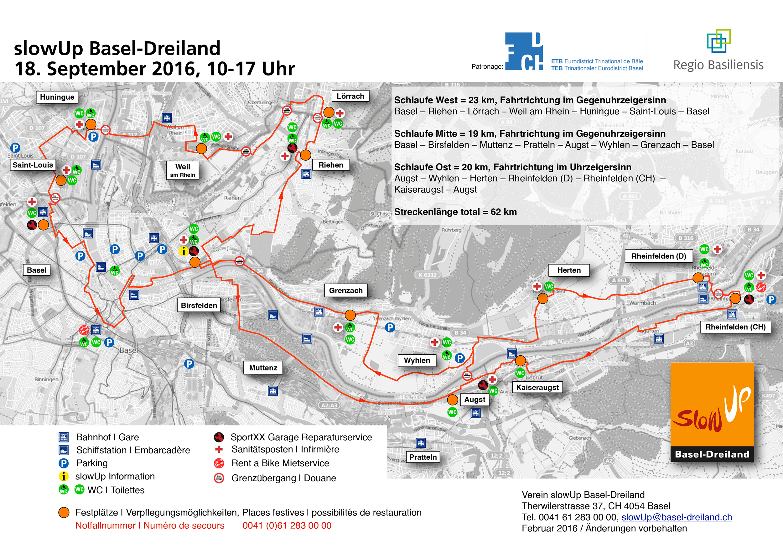 Sieht gleich aus wie letztes Jahr: die Jubiläumsroute des Slow Up 2016.