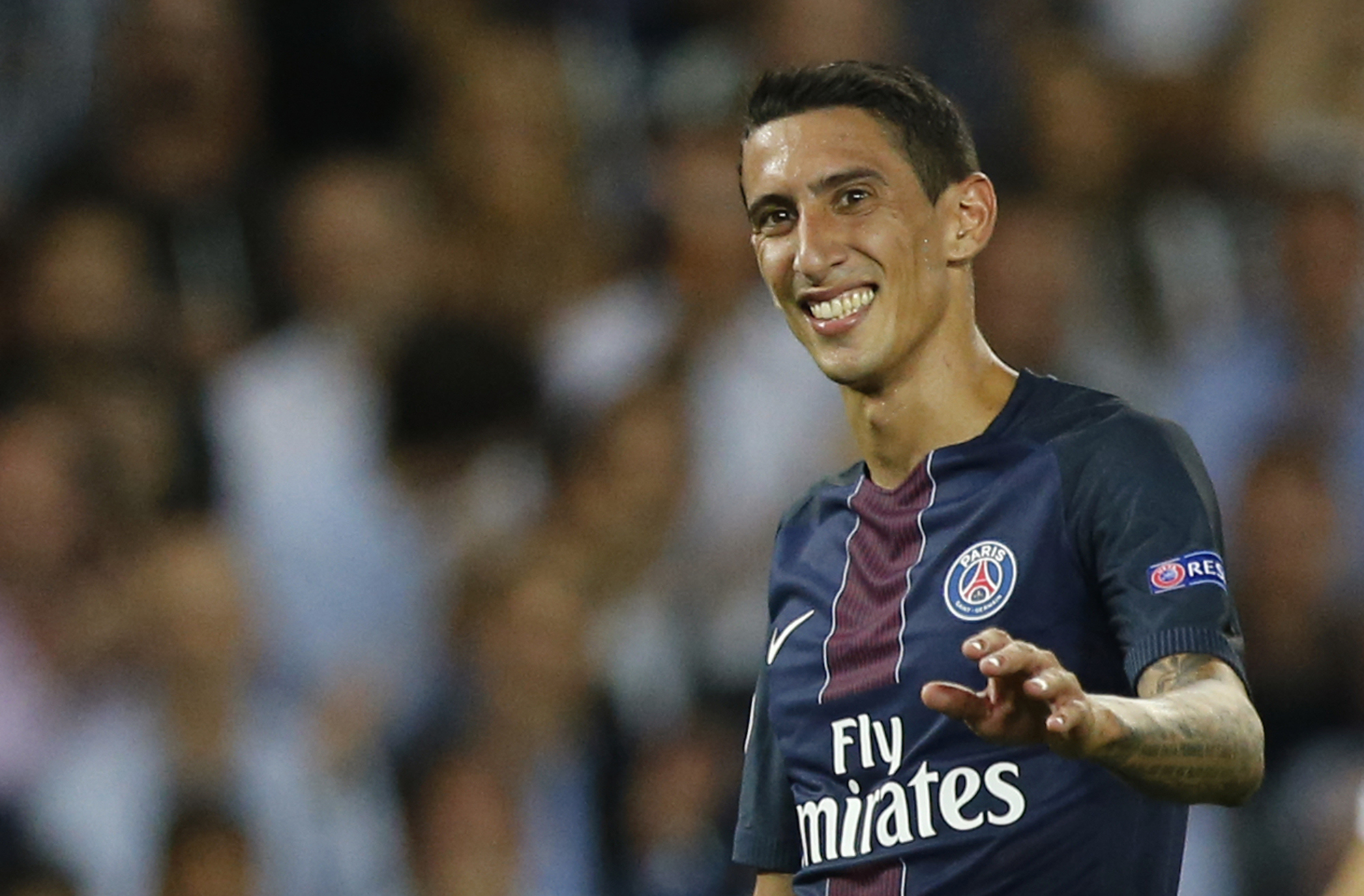Football Soccer - Paris Saint-Germain v Arsenal - UEFA Champions League Group Stage - Group A - Parc des Princes, Paris, France - 13/9/16 Paris Saint-Germain's Angel Di Maria Reuters / Benoit Tessier Livepic EDITORIAL USE ONLY.