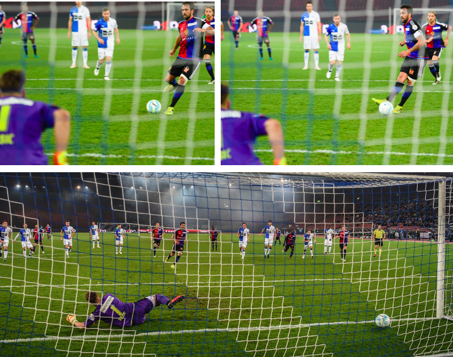 Die Sezierung eines Elfmeters: Matias Delgado läuft an, sieht, das Torhüter Vasic sich für die linke Ecke entscheidet, und lenkt den Ball mit dem rechten Innenspann in die andere – 2:0 für den FCB im Letzigrund.