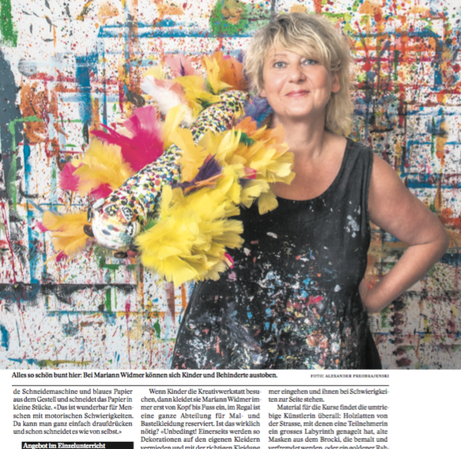 Der Artikel zu Mariann Widmers Kreativwerkstatt, vom September 2015.
