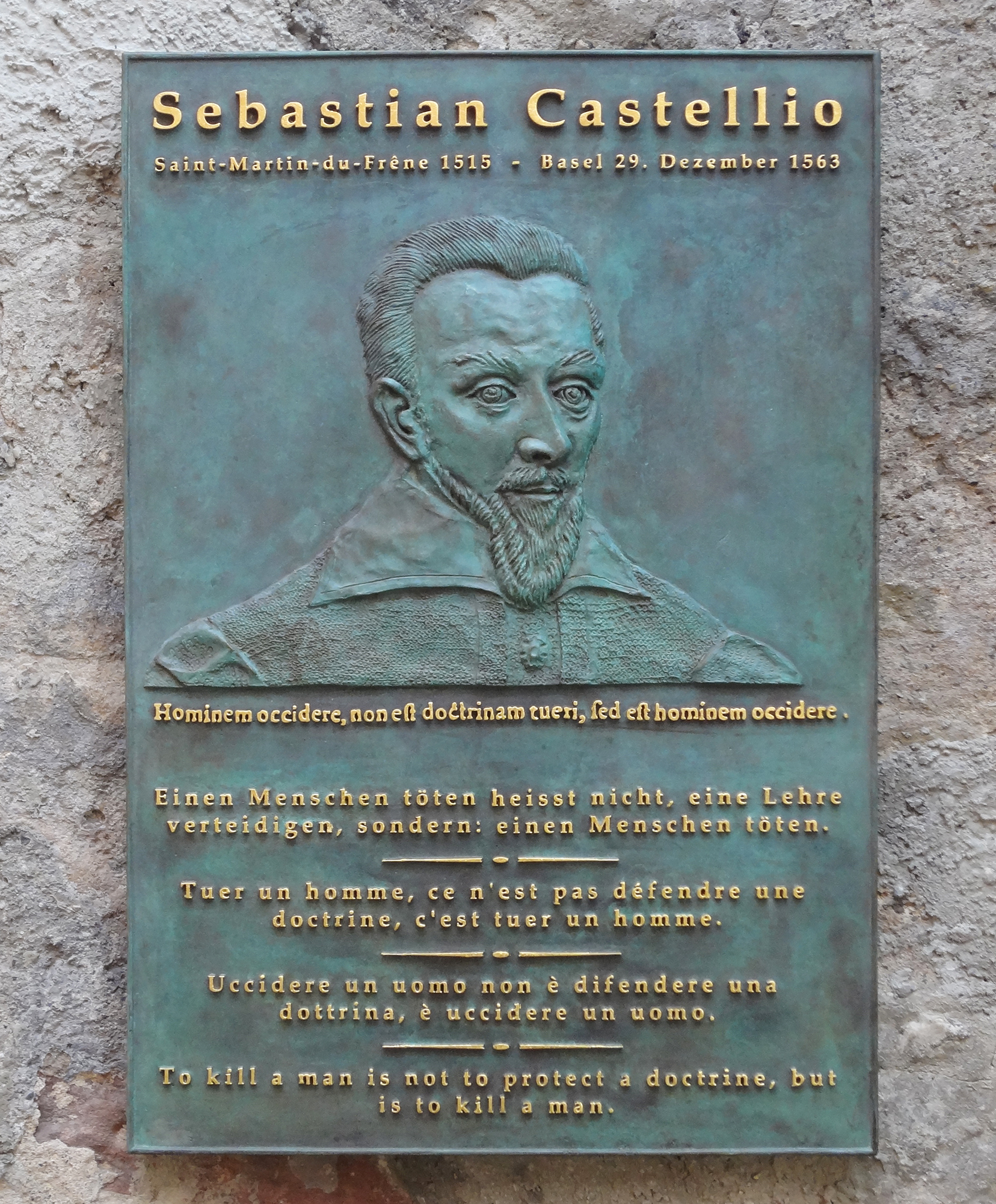 Die von Baslern für Sebastian Castellio gestiftete Gedenktafel soll ein Zeichen gegen religiöse Intoleranz setzen.