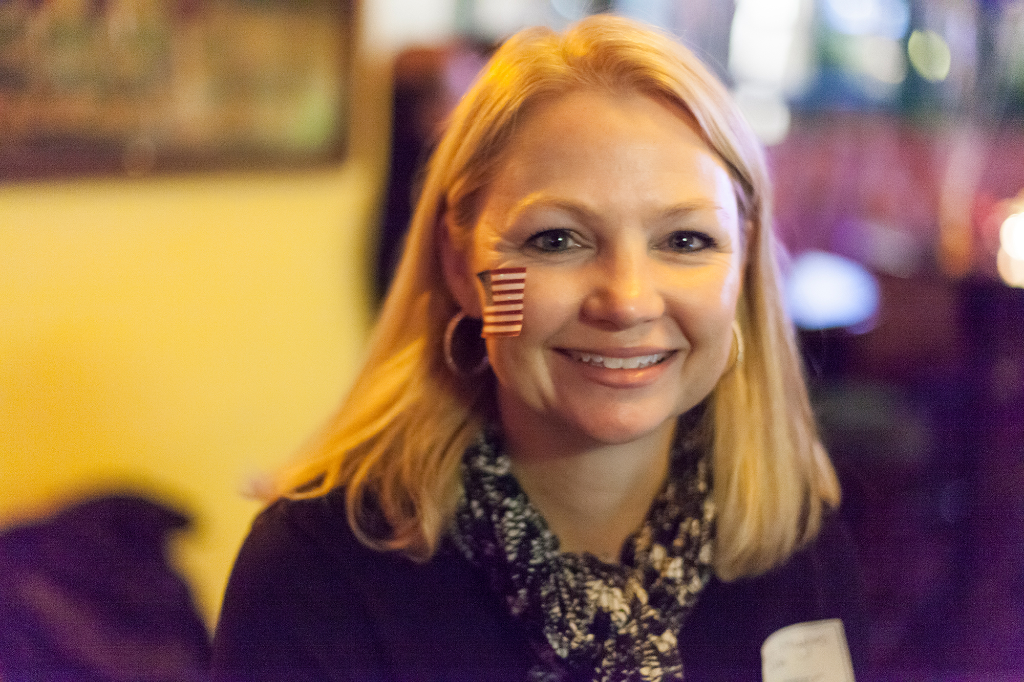 Vor Mitternacht war die Party noch eine fröhliche Angelegenheit: Democrats-Abroad-Helferin Melissa Hughes.