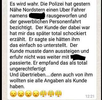 Solche Nachrichten kursieren in letzter Zeit vermehrt auf Facebook – und sorgen unter Uber-Fahrern für Aufregung.