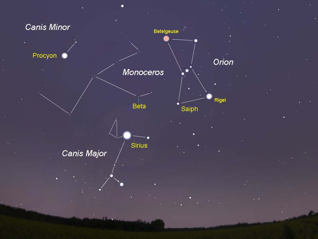 Der grosse Hund (Canis Major) macht keinen Unterschied zwischen Gross- und Kleinbasel. Er zeigt uns allen seinen Po.