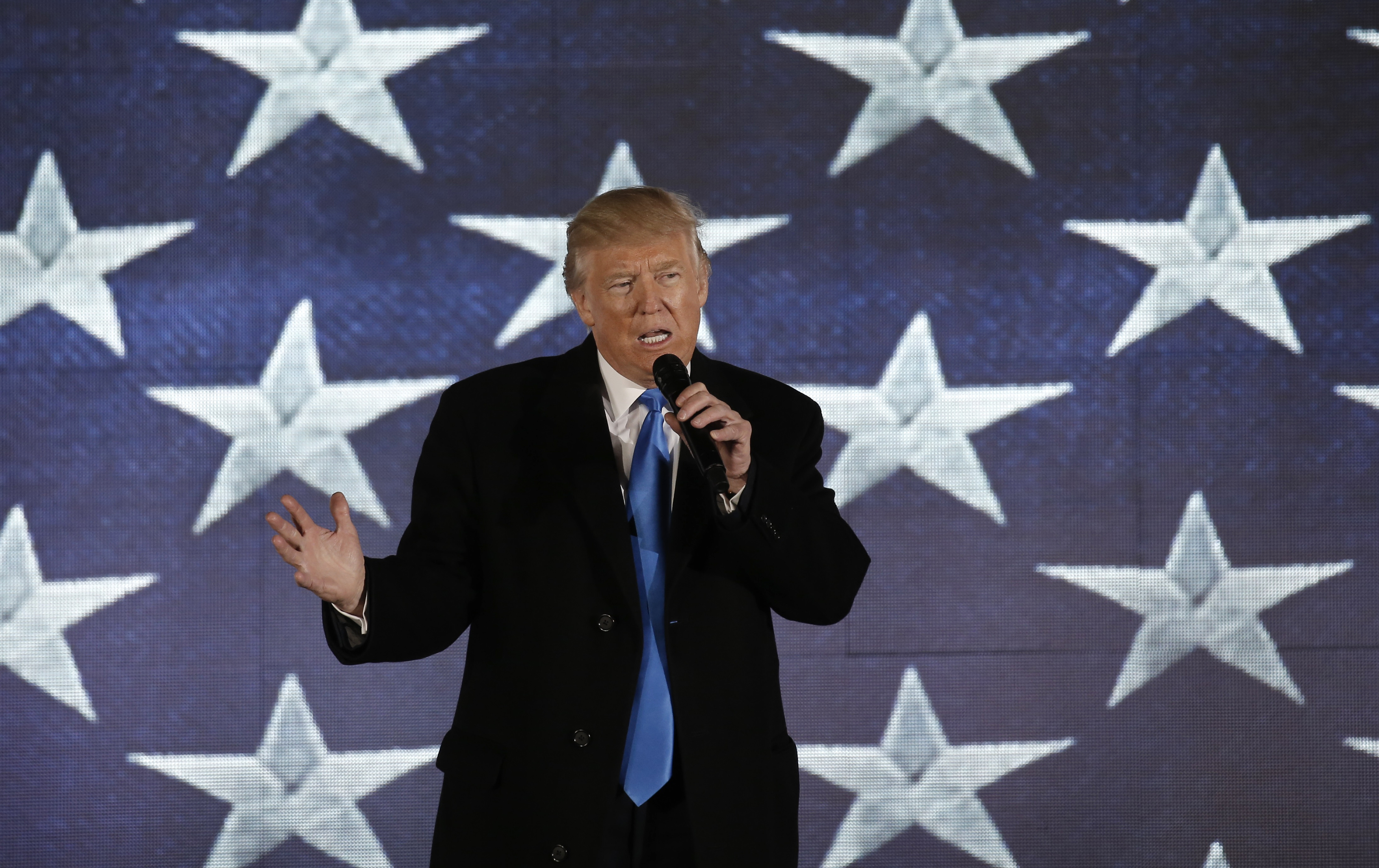 U.S. President-elect Donald Trump addresses the 