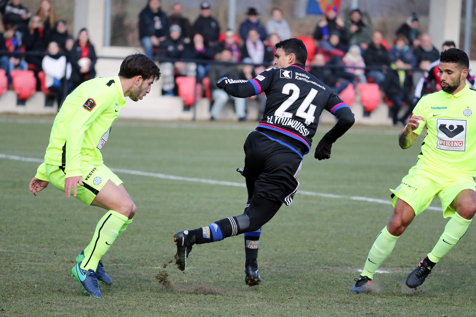 Basel, 28.01.2017, Fussball Testspiel - FC Basel - Esbjerg fB. Mohamed Elyounoussi (FCB) trifft per Absatz zum 1:0. (Giuseppe Esposito/EQ Images)