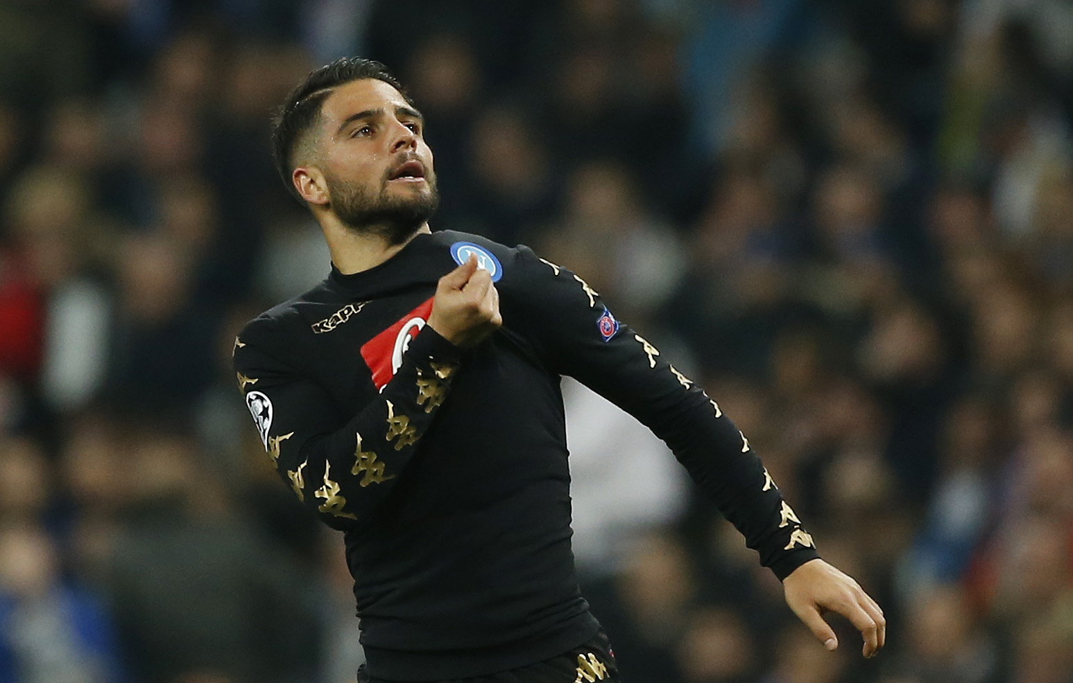 Football Soccer - Real Madrid v Napoli - UEFA Champions League Round of 16 First Leg - Estadio Santiago Bernabeu, Madrid, Spain - 15/2/17 Napoli's Lorenzo Insigne celebrates scoring their first goal Reuters / Susana Vera Livepic