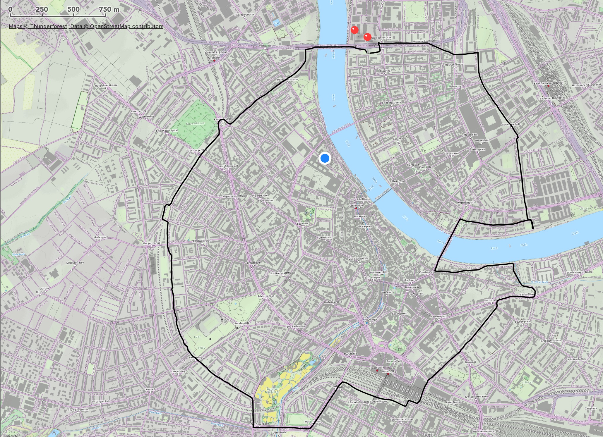 Zwölf Kilometer Veloring.