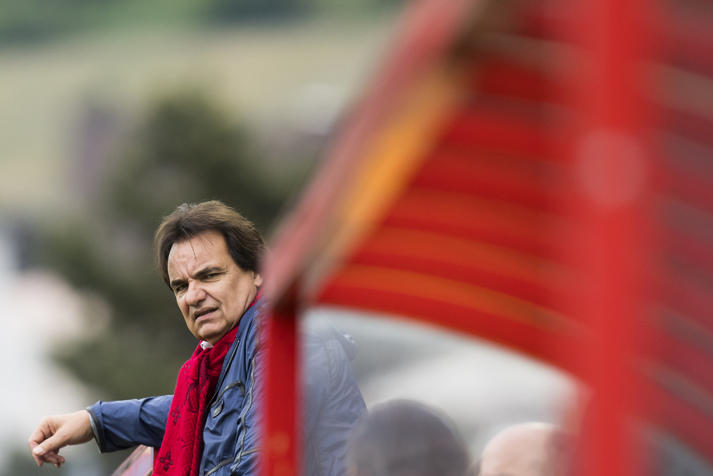 Le president du FC Sion Christian Constantin, lors de la rencontre de football de Super League entre le FC Sion et le BSC Young Boys ce dimanche 7 mai 2017 au stade de Tourbillon a Sion. (KEYSTONE/Jean-Christophe Bott)