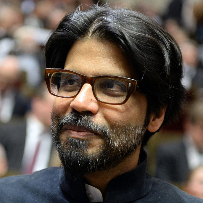 epa04122138 Indian publisher Pankaj Mishra attends the opening ceremony of the Leipzig Book Fair at the Gewandhaus in Leipzig, Germany, 12 March 2014. Mishra will recieve the Book Prize for European Understanding at the event. The book fair runs until 16 March. EPA/HENDRIK SCHMIDT
