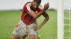 epa06175412 Swiss midfielder Eren Derdiyok reacts during the 2018 FIFA World Cup group B qualification soccer match between S
