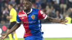 Basels Dimitri Oberlin jubelt ueber sein 1:0 im Fussball Meisterschaftsspiel der Super League zwischen dem FC Basel 1893 und 