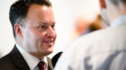 Sebastian Frehner, SVP-BS vom Kontra Komitee gibt ein Interview zu den Abstimmungsresultatetn zur Rentenreform, am Sonntag, 2