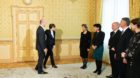 Der neugewaehlte Bundesrat Alain Berset wird von Bundespraesidentin Micheline Calmy-Rey im Salon du President begruesst, wo e