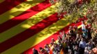 Pro-unity supporters take part in a demonstration in central Barcelona, Spain, October 29, 2017. REUTERS/Yves Herman