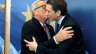 Austrian's Foreign Minister Sebastian Kurz is welcomed by European Commission President Jean-Claude Juncker at the EC headqua