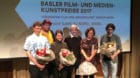 Die vier Preisträger mit Blumensträussen in der Hand (von links): Tobias Koch, Florine Leoni, Nathalie Oestreicher und Stef