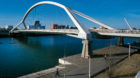 SPAIN - OCTOBER 23: Barqueta bridge, 1988-1989, architect Juan Jose Arenas de Pablo, the Guadalquivir river, Seville, Andalus