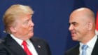 U.S. President Donald Trump and President Alain Berset of Switzerland shake hands during the World Economic Forum (WEF) annua