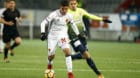 10.02.2018; Thun; Fussball Super League - FC Thun - FC Basel; Mohamed Elyounoussi (Basel) gegen Roy Gelmi (Thun)  (Marc Sch
