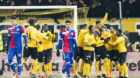 27.02.2018; Bern; Fussball Schweizer Cup - BSC Young Boys - FC Basel;
YBs Spielern jubeln nach dem Tor zum 1:0
(Pascal Muller