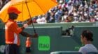 March 24, 2018 - Key Biscayne, Florida, United States - Roger Federer protected with the Miami Open umbrella at the Miami Ope