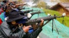 Participants fire their infantry and assault rifles during the traditional 'Ruetlischiessen' (Ruetli shooting) competition at