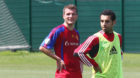 18.06.2012  Basel Fussball Herren  Trainingsstart Saison 2012/2013  © 
Alexander Frei (li) und Mohamed Ghaly Salah  (FC Base