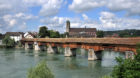 (GERMANY OUT) Germany - Baden-Wuerttemberg - Bad Saeckingen: View of the Rhine bridge, in the background the Fridolin minster