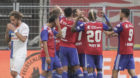 04.08.2018; Basel; FUSSBALL SUPER LEAGUE; FC Basel - Grasshopper Club Zuerich; 
Basel Spieler jubeln nach dem Tor zum 2:0 Num