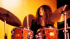 American musician Cindy Blackman plays drums during a performance with the Ravi Coltrane Group at the Iridium nightclub, New 