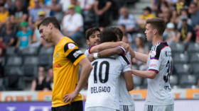 22.05.2016; Bern; Fussball Super League - BSC Young Boys -  FC Basel: Basler juben nach dem Tor zum 0:2. (Claudio de Capitani