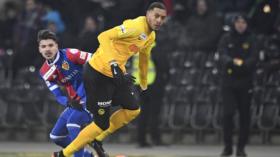 27.02.2018; Bern; Fussball Schweizer Cup - BSC Young Boys - FC Basel;
Raoul Petretta (Basel) gegen Guillaume Hoarau (YB) 
(Ur