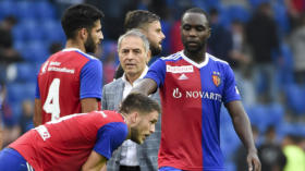 02.09.2018; Basel; Fussball Super League - FC Basel - FC Thun; Silvan Widmer (Basel) , Eray Coemert (Basel) Ricky van Wolfswi