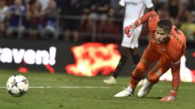 Tomas Vaclik (Sevilla) in action during the European League qualification match SK Sigma Olomouc vs Sevilla in Olomouc, Czech